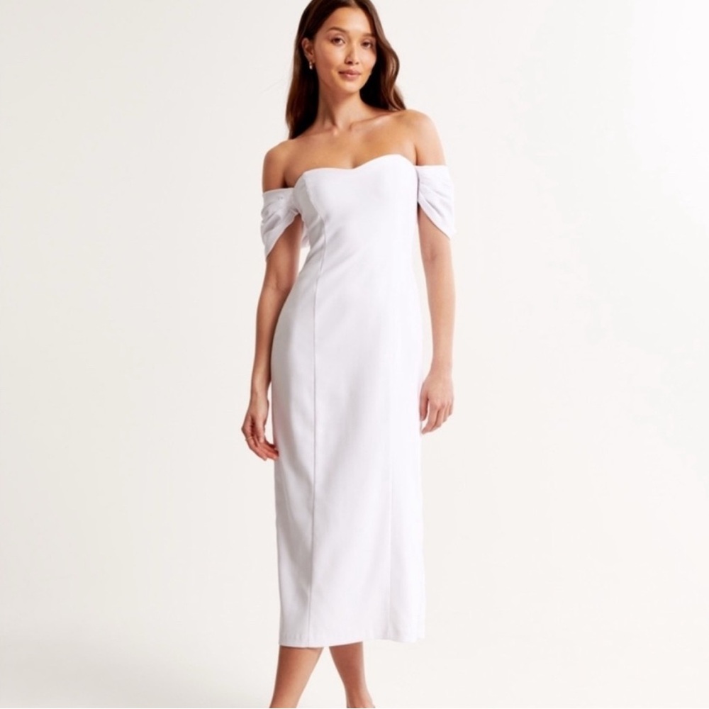 Abercrombie & Fitch Off the Should White Midi Dress